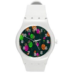 Cartoon Grunge Beetle Wallpaper Background Round Plastic Sport Watch (m) by Nexatart