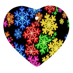 Colourful Snowflake Wallpaper Pattern Ornament (heart) by Nexatart