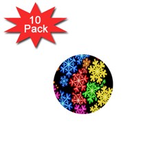 Colourful Snowflake Wallpaper Pattern 1  Mini Buttons (10 Pack)  by Nexatart