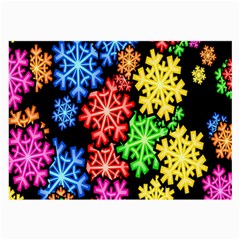 Colourful Snowflake Wallpaper Pattern Large Glasses Cloth (2-side) by Nexatart