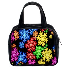 Colourful Snowflake Wallpaper Pattern Classic Handbags (2 Sides) by Nexatart