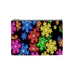 Colourful Snowflake Wallpaper Pattern Cosmetic Bag (medium)  by Nexatart