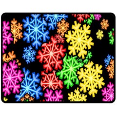 Colourful Snowflake Wallpaper Pattern Fleece Blanket (medium)  by Nexatart