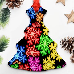 Colourful Snowflake Wallpaper Pattern Christmas Tree Ornament (two Sides) by Nexatart