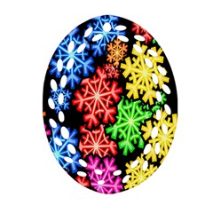 Colourful Snowflake Wallpaper Pattern Oval Filigree Ornament (two Sides) by Nexatart