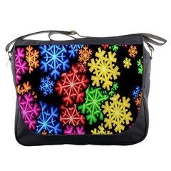 Colourful Snowflake Wallpaper Pattern Messenger Bags by Nexatart