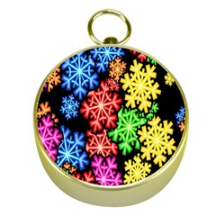 Colourful Snowflake Wallpaper Pattern Gold Compasses by Nexatart