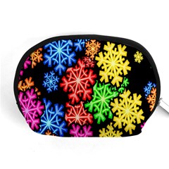 Colourful Snowflake Wallpaper Pattern Accessory Pouches (medium)  by Nexatart