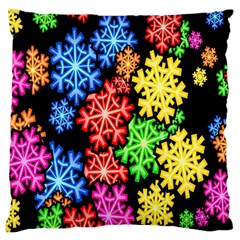 Colourful Snowflake Wallpaper Pattern Large Flano Cushion Case (one Side) by Nexatart