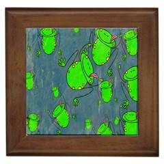 Cartoon Grunge Frog Wallpaper Background Framed Tiles by Nexatart