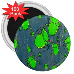 Cartoon Grunge Frog Wallpaper Background 3  Magnets (100 Pack) by Nexatart