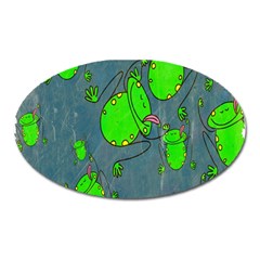 Cartoon Grunge Frog Wallpaper Background Oval Magnet by Nexatart