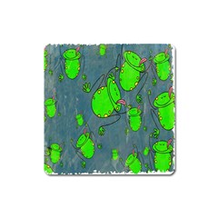 Cartoon Grunge Frog Wallpaper Background Square Magnet by Nexatart