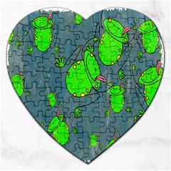 Cartoon Grunge Frog Wallpaper Background Jigsaw Puzzle (heart)