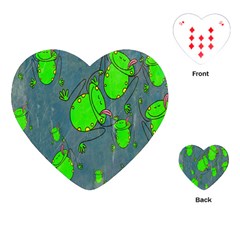 Cartoon Grunge Frog Wallpaper Background Playing Cards (heart) 