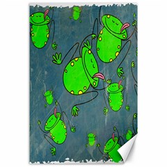 Cartoon Grunge Frog Wallpaper Background Canvas 24  X 36  by Nexatart