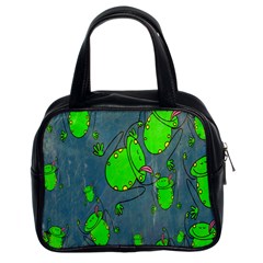 Cartoon Grunge Frog Wallpaper Background Classic Handbags (2 Sides) by Nexatart