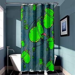 Cartoon Grunge Frog Wallpaper Background Shower Curtain 36  X 72  (stall)  by Nexatart