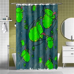 Cartoon Grunge Frog Wallpaper Background Shower Curtain 48  X 72  (small)  by Nexatart