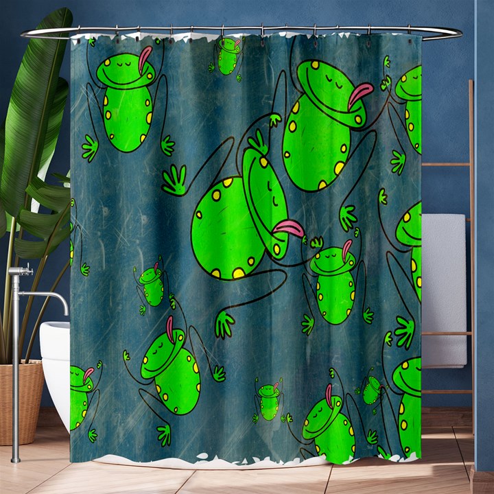 Cartoon Grunge Frog Wallpaper Background Shower Curtain 60  x 72  (Medium) 