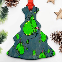 Cartoon Grunge Frog Wallpaper Background Ornament (christmas Tree)  by Nexatart