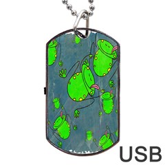 Cartoon Grunge Frog Wallpaper Background Dog Tag Usb Flash (two Sides) by Nexatart