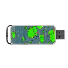 Cartoon Grunge Frog Wallpaper Background Portable Usb Flash (two Sides) by Nexatart