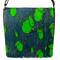 Cartoon Grunge Frog Wallpaper Background Flap Messenger Bag (s) by Nexatart