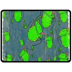 Cartoon Grunge Frog Wallpaper Background Double Sided Fleece Blanket (large)  by Nexatart