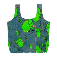 Cartoon Grunge Frog Wallpaper Background Full Print Recycle Bags (l)  by Nexatart