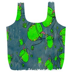 Cartoon Grunge Frog Wallpaper Background Full Print Recycle Bags (l)  by Nexatart