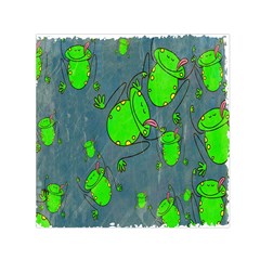 Cartoon Grunge Frog Wallpaper Background Small Satin Scarf (square) by Nexatart