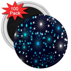 Digitally Created Snowflake Pattern Background 3  Magnets (100 Pack) by Nexatart