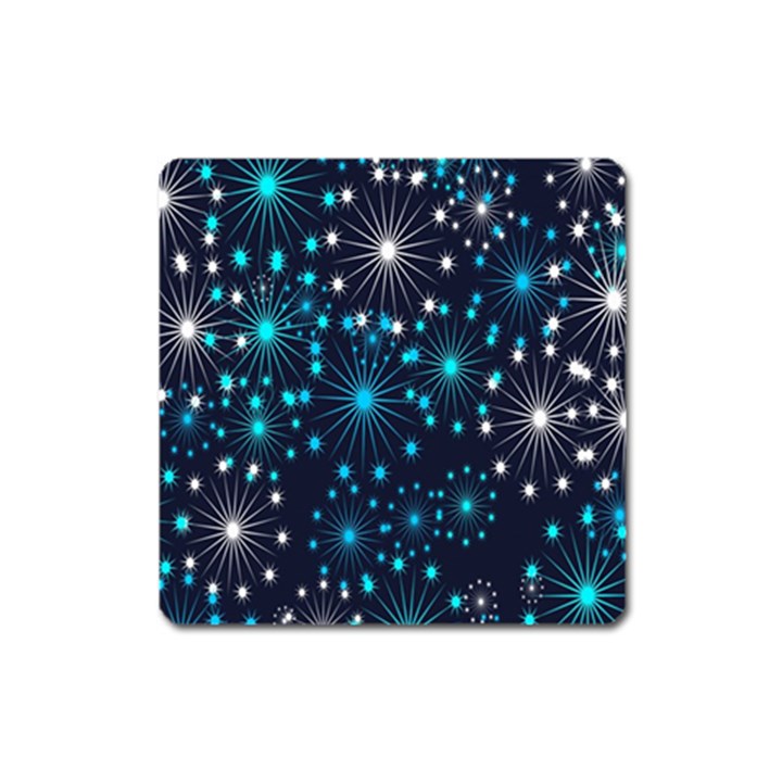 Digitally Created Snowflake Pattern Background Square Magnet