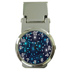 Digitally Created Snowflake Pattern Background Money Clip Watches by Nexatart