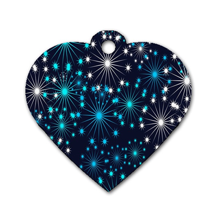 Digitally Created Snowflake Pattern Background Dog Tag Heart (Two Sides)