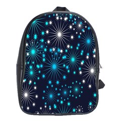 Digitally Created Snowflake Pattern Background School Bags(large)  by Nexatart