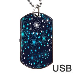 Digitally Created Snowflake Pattern Background Dog Tag Usb Flash (one Side) by Nexatart