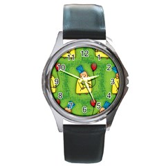 Party Kid A Completely Seamless Tile Able Design Round Metal Watch by Nexatart