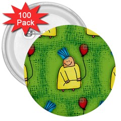 Party Kid A Completely Seamless Tile Able Design 3  Buttons (100 Pack)  by Nexatart