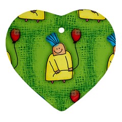 Party Kid A Completely Seamless Tile Able Design Heart Ornament (two Sides)