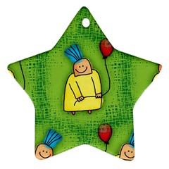 Party Kid A Completely Seamless Tile Able Design Star Ornament (two Sides) by Nexatart