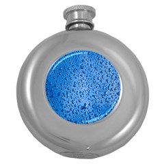 Water Drops On Car Round Hip Flask (5 Oz) by Nexatart