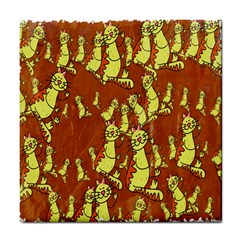 Cartoon Grunge Cat Wallpaper Background Tile Coasters by Nexatart