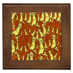 Cartoon Grunge Cat Wallpaper Background Framed Tiles by Nexatart