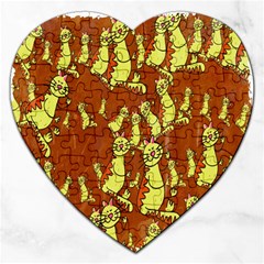 Cartoon Grunge Cat Wallpaper Background Jigsaw Puzzle (heart) by Nexatart