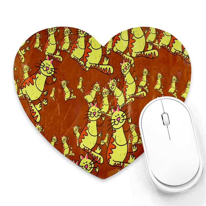 Cartoon Grunge Cat Wallpaper Background Heart Mousepads