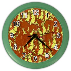 Cartoon Grunge Cat Wallpaper Background Color Wall Clocks by Nexatart