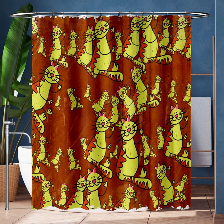 Cartoon Grunge Cat Wallpaper Background Shower Curtain 60  x 72  (Medium) 