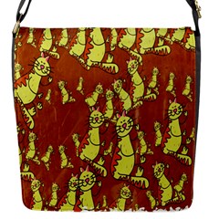 Cartoon Grunge Cat Wallpaper Background Flap Messenger Bag (s) by Nexatart